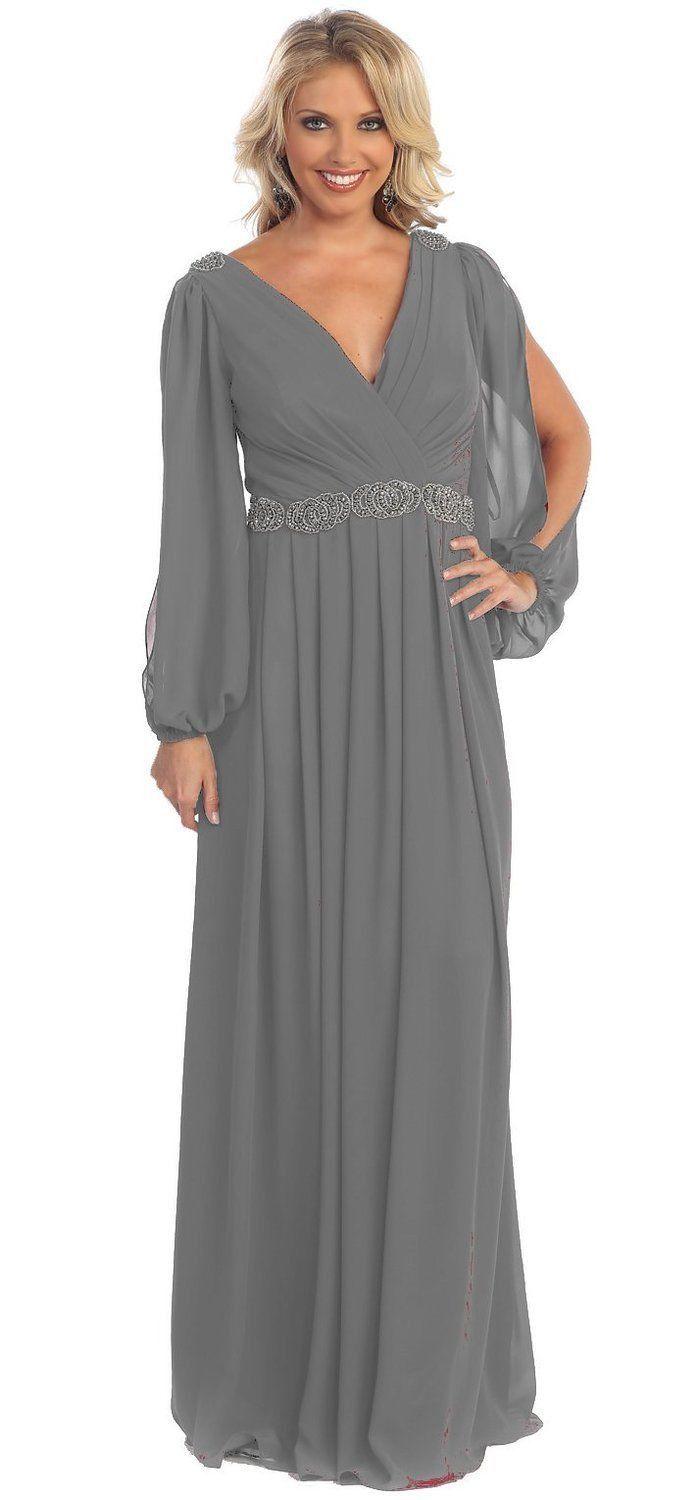Long Sleeve Mother of the Bride Formal Plus Size Dress Groom - The Dress Outlet May Queen
