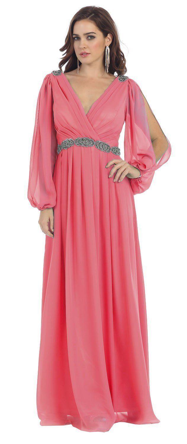 Long Sleeve Mother of the Bride Formal Plus Size Dress Groom - The Dress Outlet May Queen