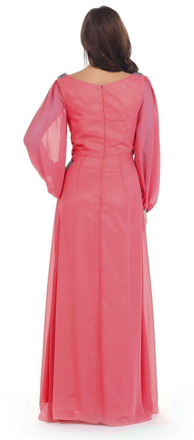 Long Sleeve Mother of the Bride Formal Plus Size Dress Groom - The Dress Outlet May Queen