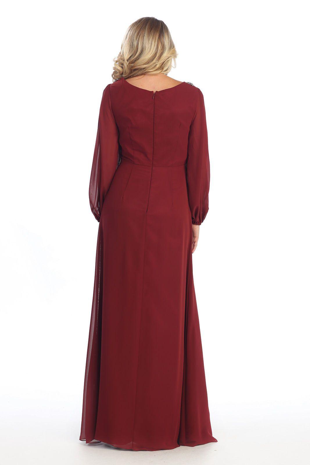Long Sleeve Mother of the Bride Formal Plus Size Dress Groom - The Dress Outlet May Queen