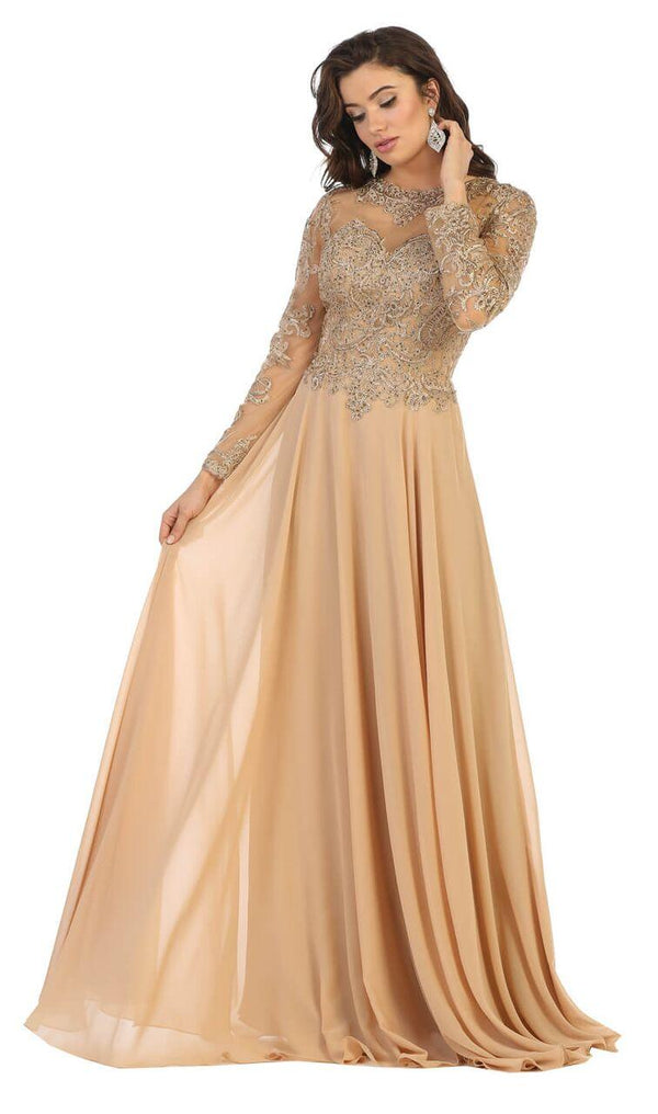 Long Sleeve Mother of the Bride Plus Size Formal Dress