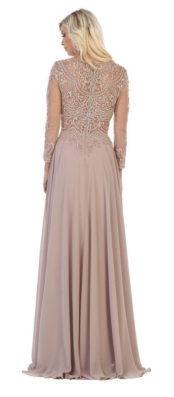 Long Sleeve Mother of the Bride Plus Size Formal Dress - The Dress Outlet May Queen