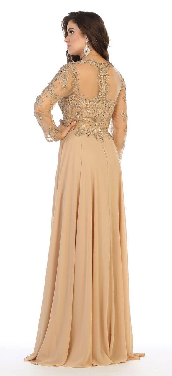 Long Sleeve Mother of the Bride Plus Size Formal Dress - The Dress Outlet May Queen