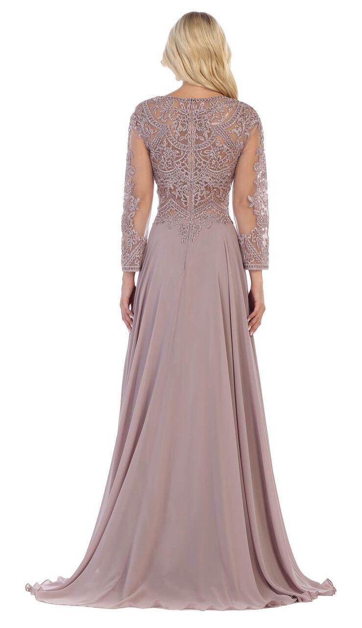 Long Sleeve Mother of the Bride Plus Size Formal Dress - The Dress Outlet May Queen