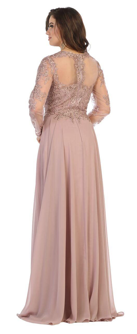Long Sleeve Mother of the Bride Plus Size Formal Dress - The Dress Outlet May Queen