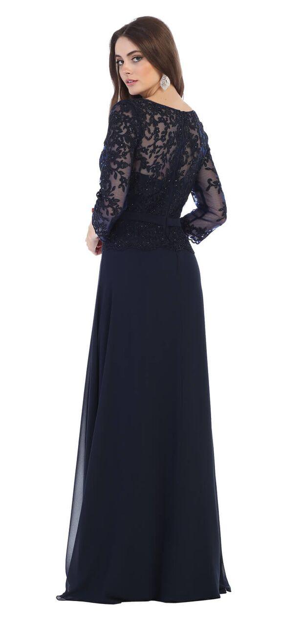 Long Sleeve Mother of the Bride Plus Size Formal Dress - The Dress Outlet May Queen