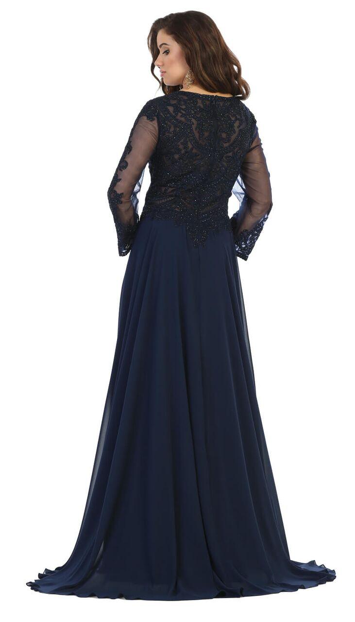 Long Sleeve Mother of the Bride Plus Size Formal Dress - The Dress Outlet May Queen