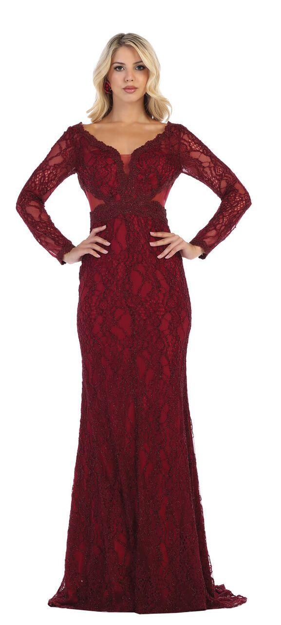 Long Sleeve Open Back Formal Dress Evening Gown