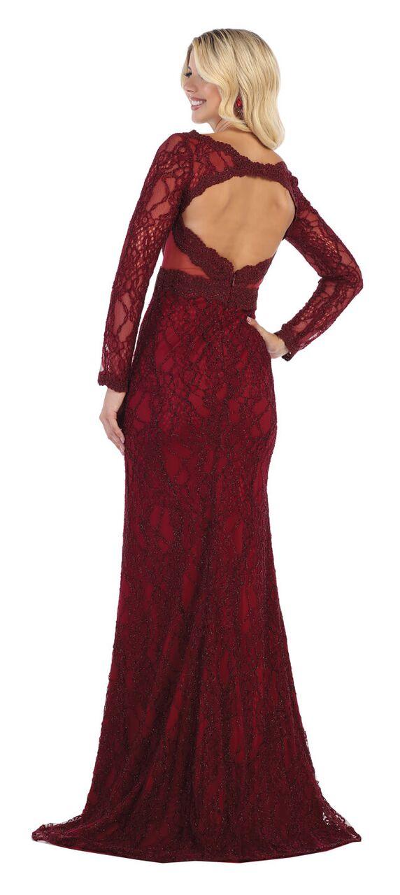 Long Sleeve Open Back Formal Dress Evening Gown - The Dress Outlet May Queen