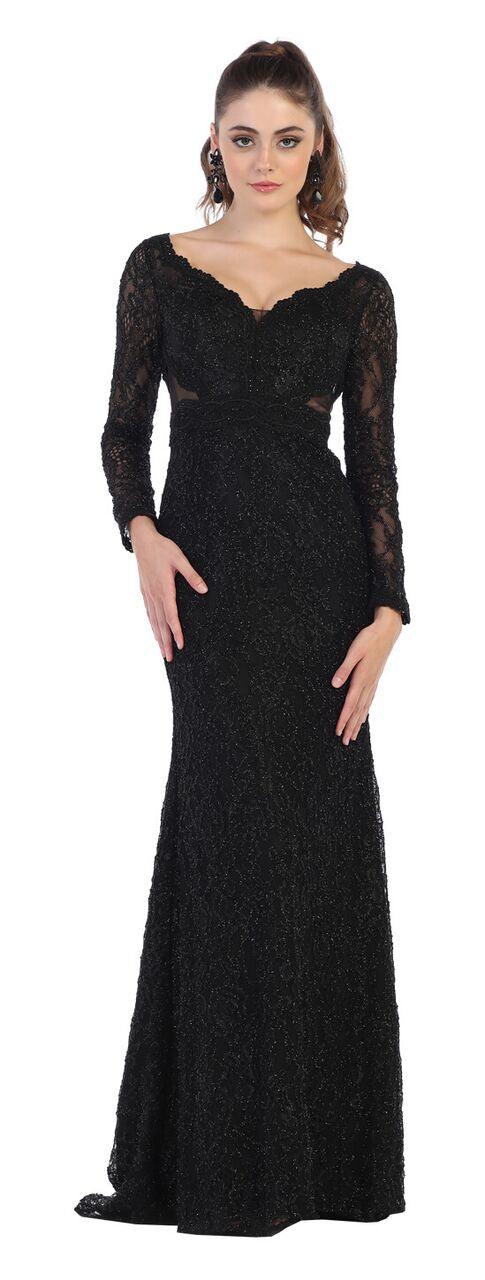 Long Sleeve Open Back Formal Dress Evening Gown - The Dress Outlet May Queen