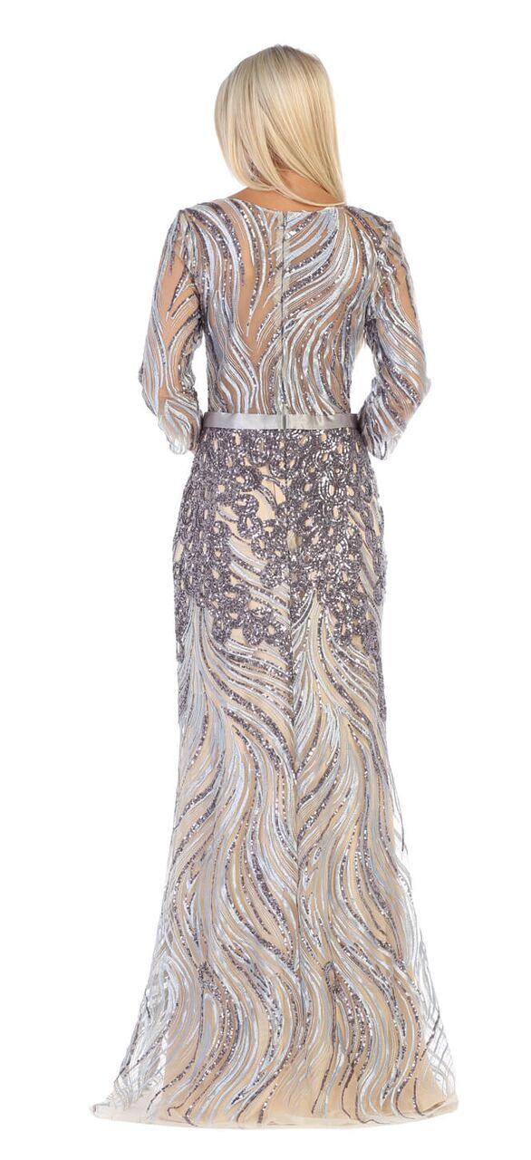 Long Sleeve Plus Size Dress Evening Formal Gown - The Dress Outlet May Queen