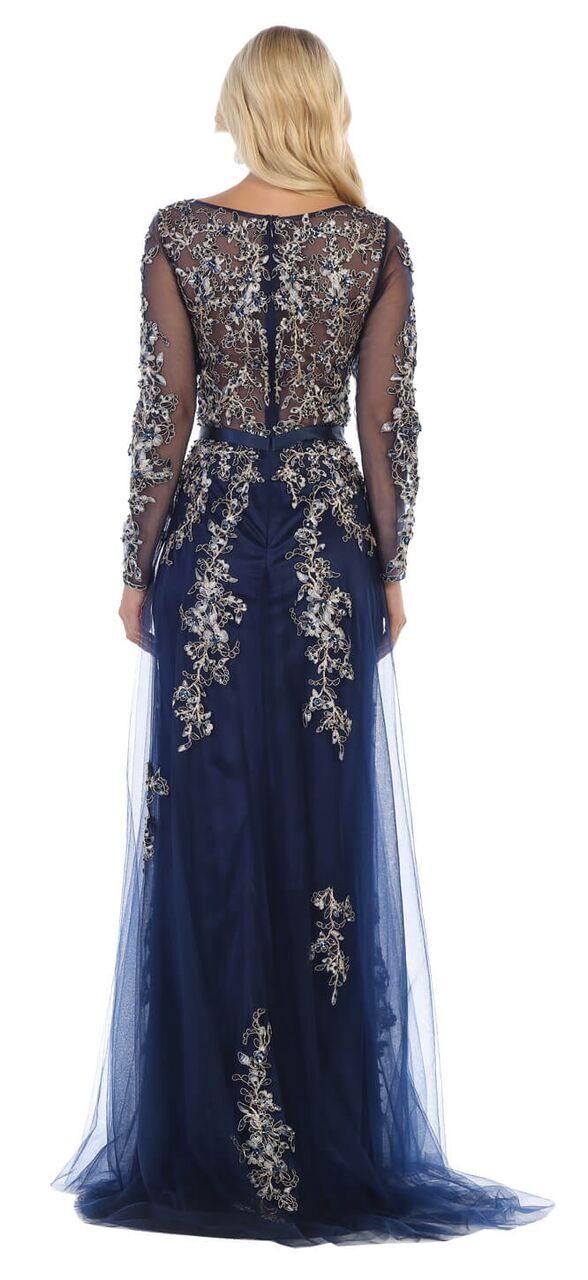 Long Sleeve Plus Size Dress Evening Gown - The Dress Outlet May Queen
