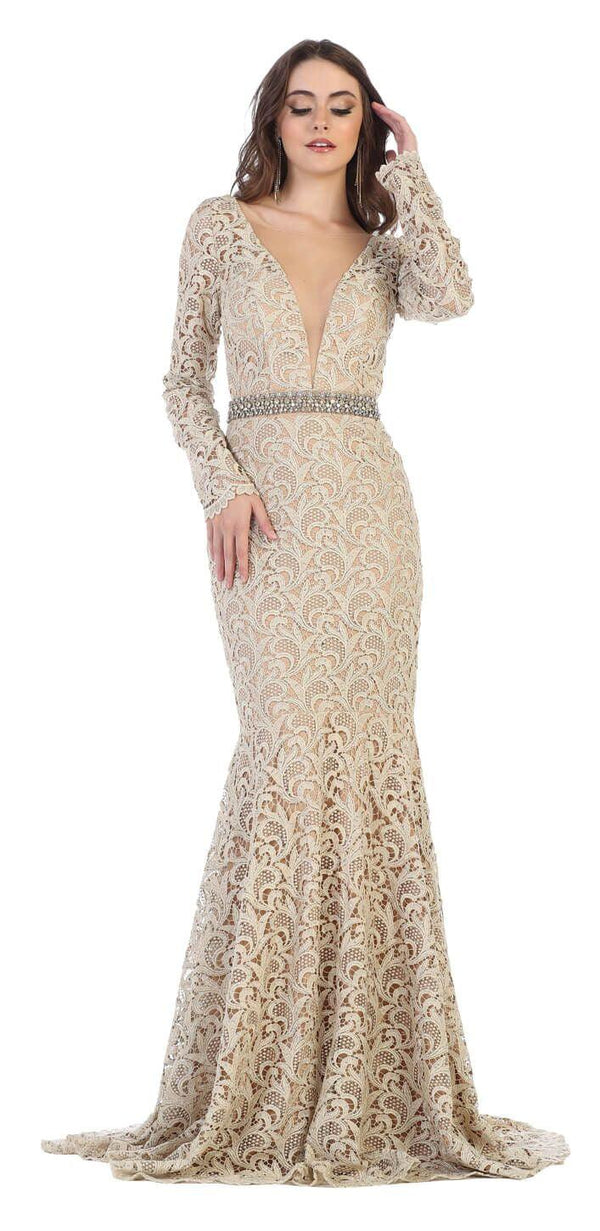 Long Sleeve Plus Size Formal Prom Dress