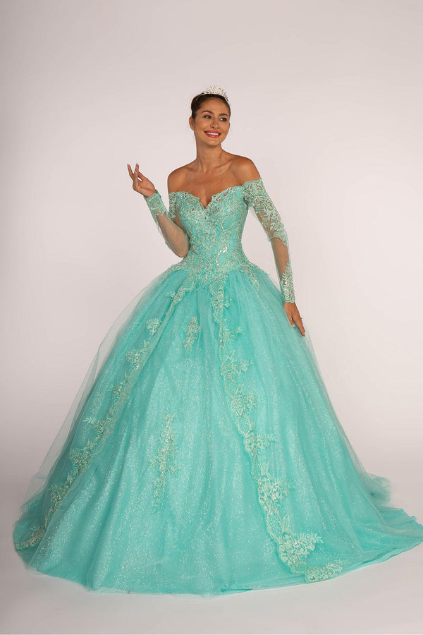 Long Sleeve Quinceanera Sweet 16 Ball Gown
