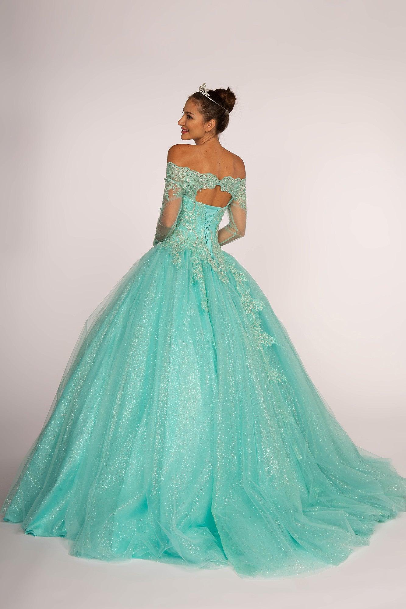 Long Sleeve Quinceanera Sweet 16 Ball Gown - The Dress Outlet Elizabeth K