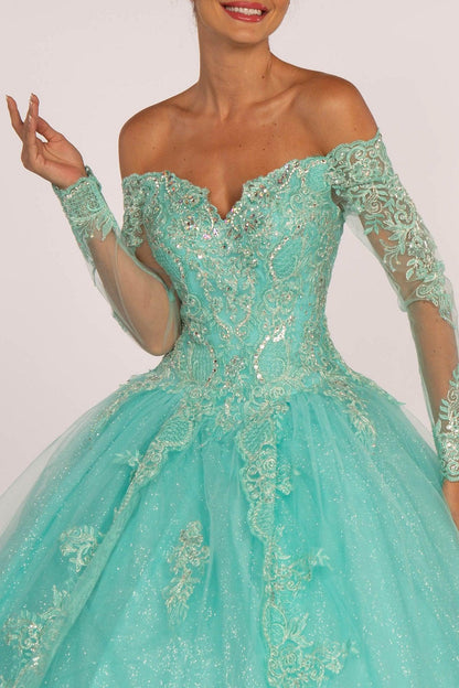 Long Sleeve Quinceanera Sweet 16 Ball Gown - The Dress Outlet Elizabeth K