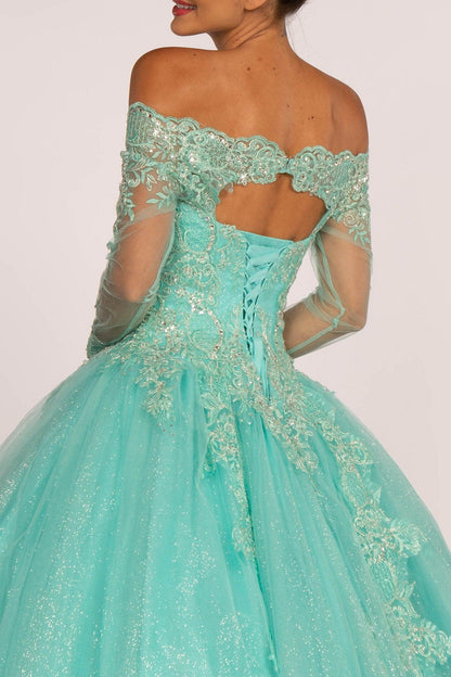 Long Sleeve Quinceanera Sweet 16 Ball Gown - The Dress Outlet Elizabeth K