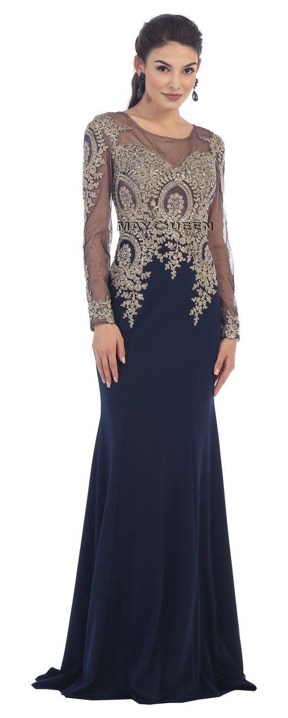 Long Sleeve Sexy Formal Evening Dress - The Dress Outlet May Queen