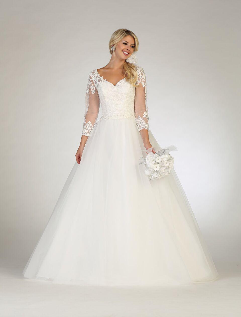 Long Sleeve Wedding Gown Bridal Dress - The Dress Outlet May Queen