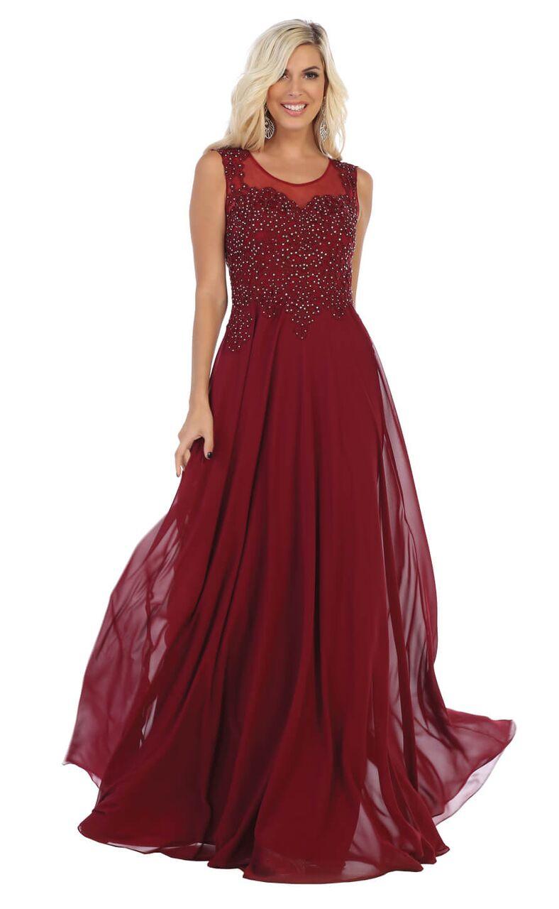 Long Sleeveless Chiffon Prom Formal Dress - The Dress Outlet May Queen
