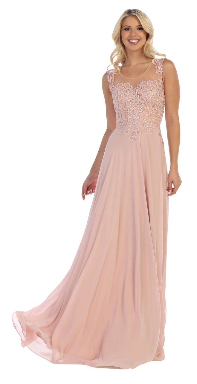 Long Sleeveless Chiffon Prom Formal Dress - The Dress Outlet May Queen