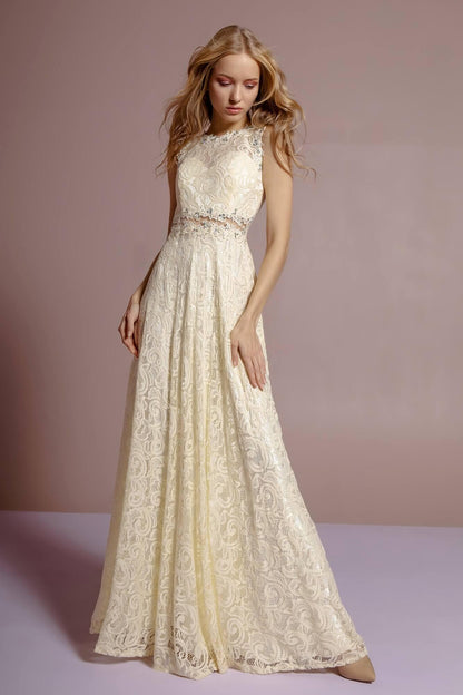 Long Sleeveless Formal Dress Evening Lace Gown - The Dress Outlet Elizabeth K