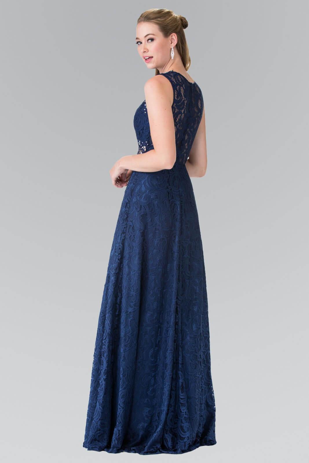 Long Sleeveless Formal Dress Evening Lace Gown - The Dress Outlet Elizabeth K