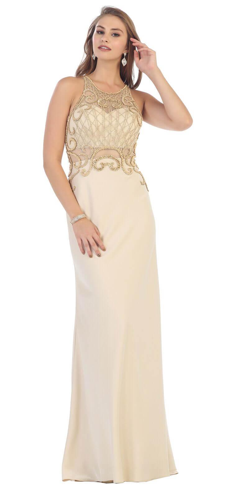 Long Sleeveless Formal Dress Evening Party Gown - The Dress Outlet May Queen