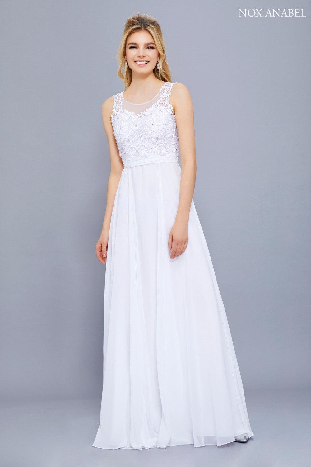 Long Sleeveless Formal Wedding Dress - The Dress Outlet Nox Anabel