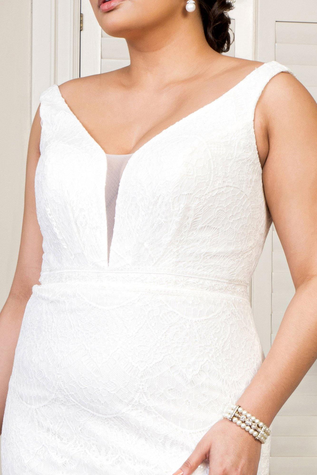 Long Sleeveless Lace Wedding Dress