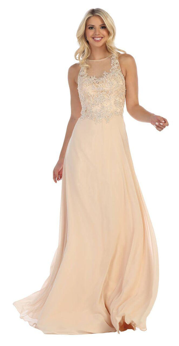 Long Sleeveless Plus Size Prom Dress Formal Gown