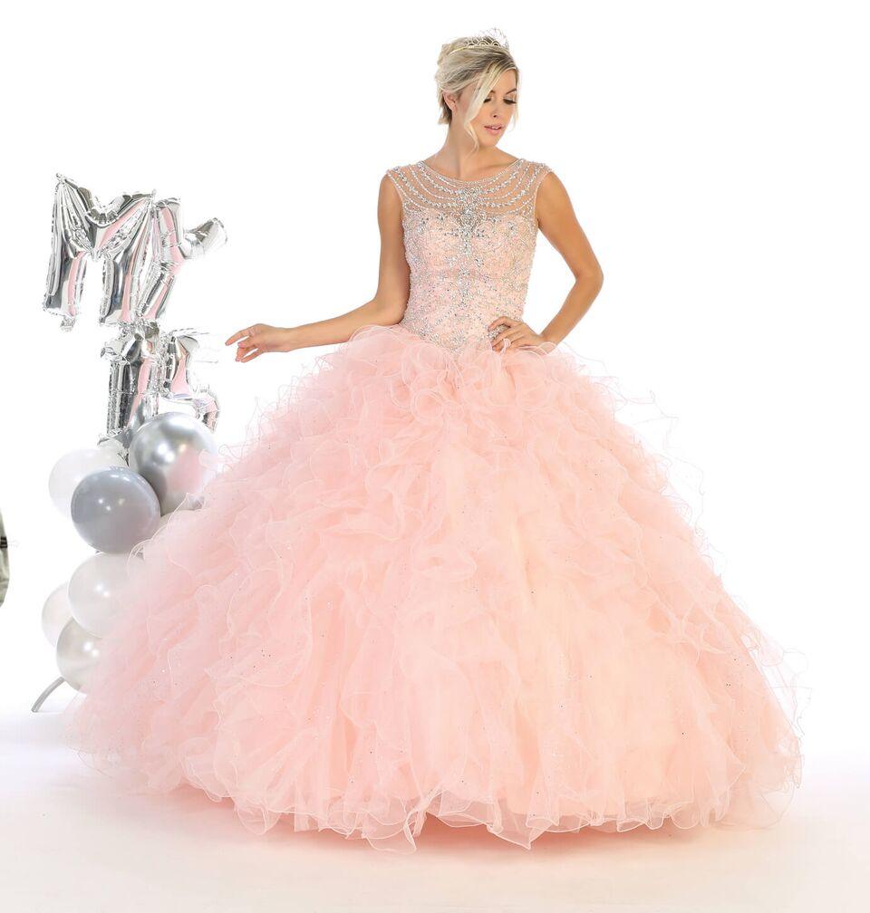 Long Sleeveless Quinceanera Sweet 16 Dress Ball Gown - The Dress Outlet May Queen