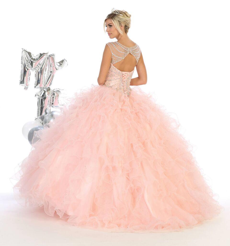 Long Sleeveless Quinceanera Sweet 16 Dress Ball Gown - The Dress Outlet May Queen