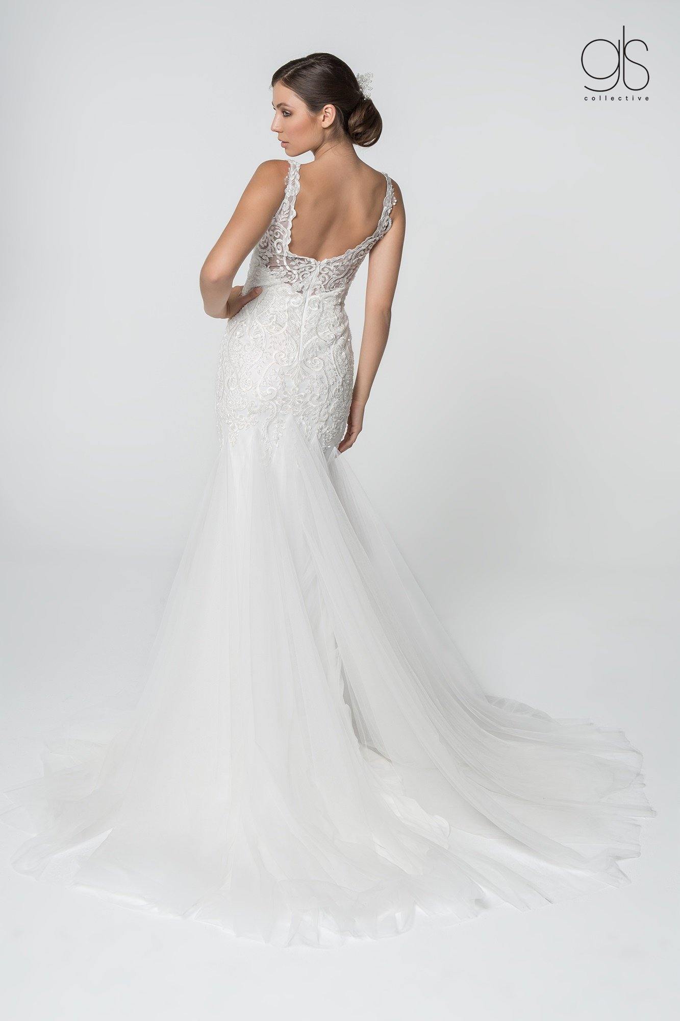 Long Sleeveless V-Neck Mermaid Wedding Gown