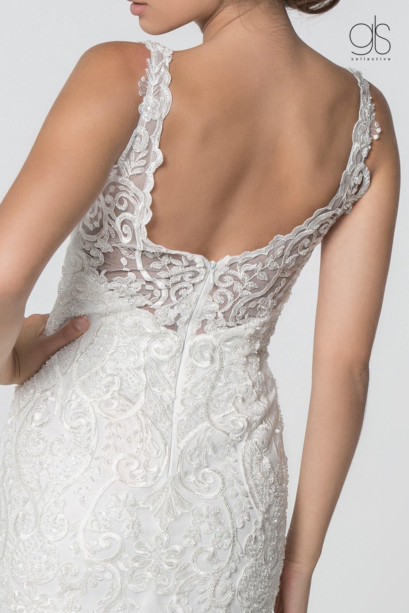 Long Sleeveless V-Neck Mermaid Wedding Gown - The Dress Outlet Elizabeth K