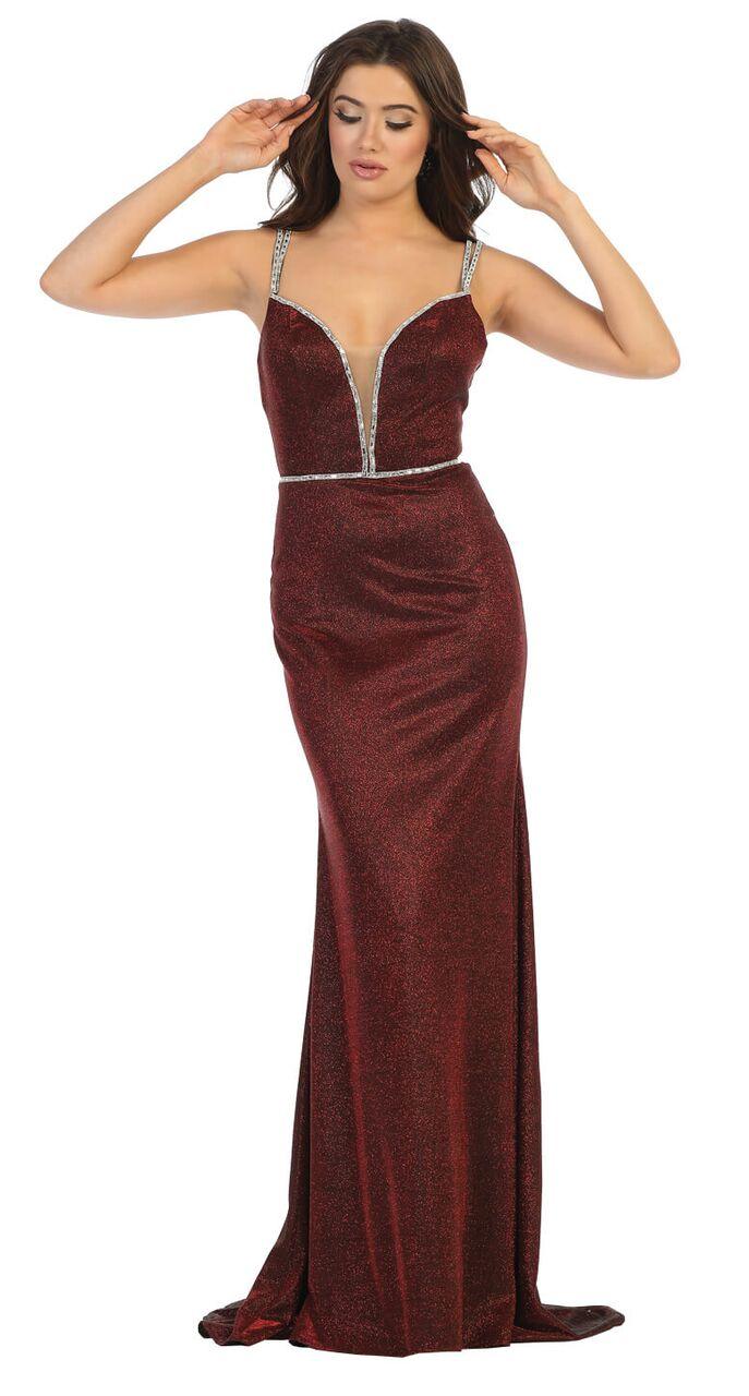 Long Spaghetti Strap Formal Prom Dress Evening Gown - The Dress Outlet May Queen