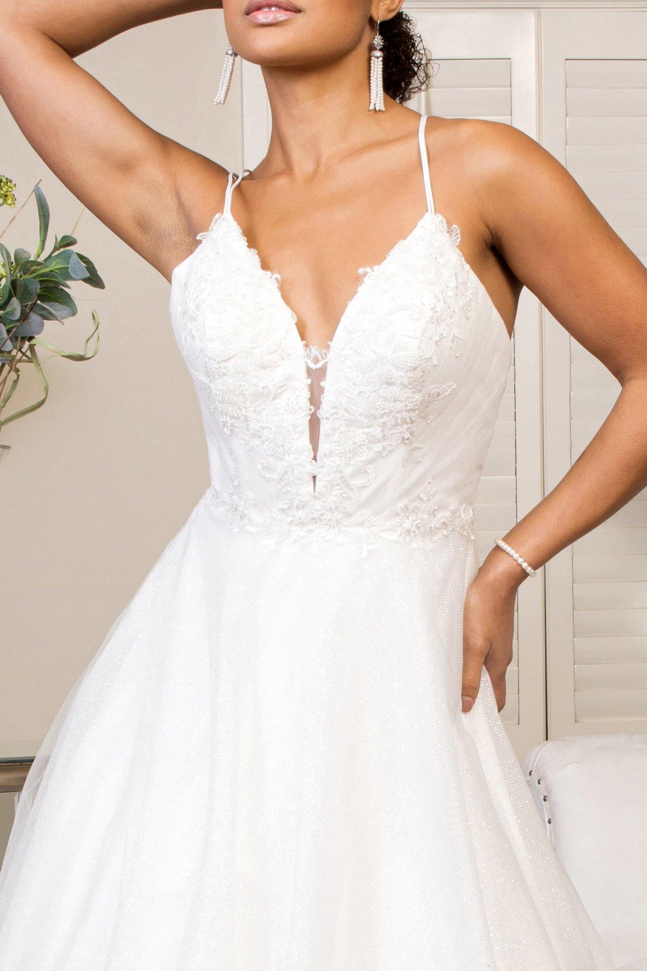 Long Spaghetti Strap Glitter Mesh Wedding Dress for $319.99 – The Dress Long Spaghetti Strap Glitter Mesh Wedding Dress for $319.99 – The Dress