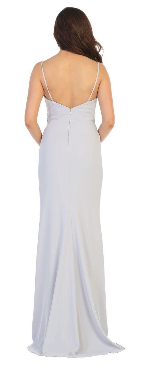 Long Spaghetti Strap High Slit Bridesmaids Formal Prom Dress - The Dress Outlet May Queen