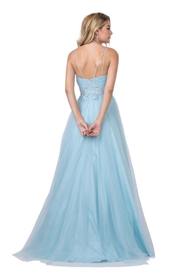 Long Spaghetti Straps Evening Prom Ball Gown - The Dress Outlet