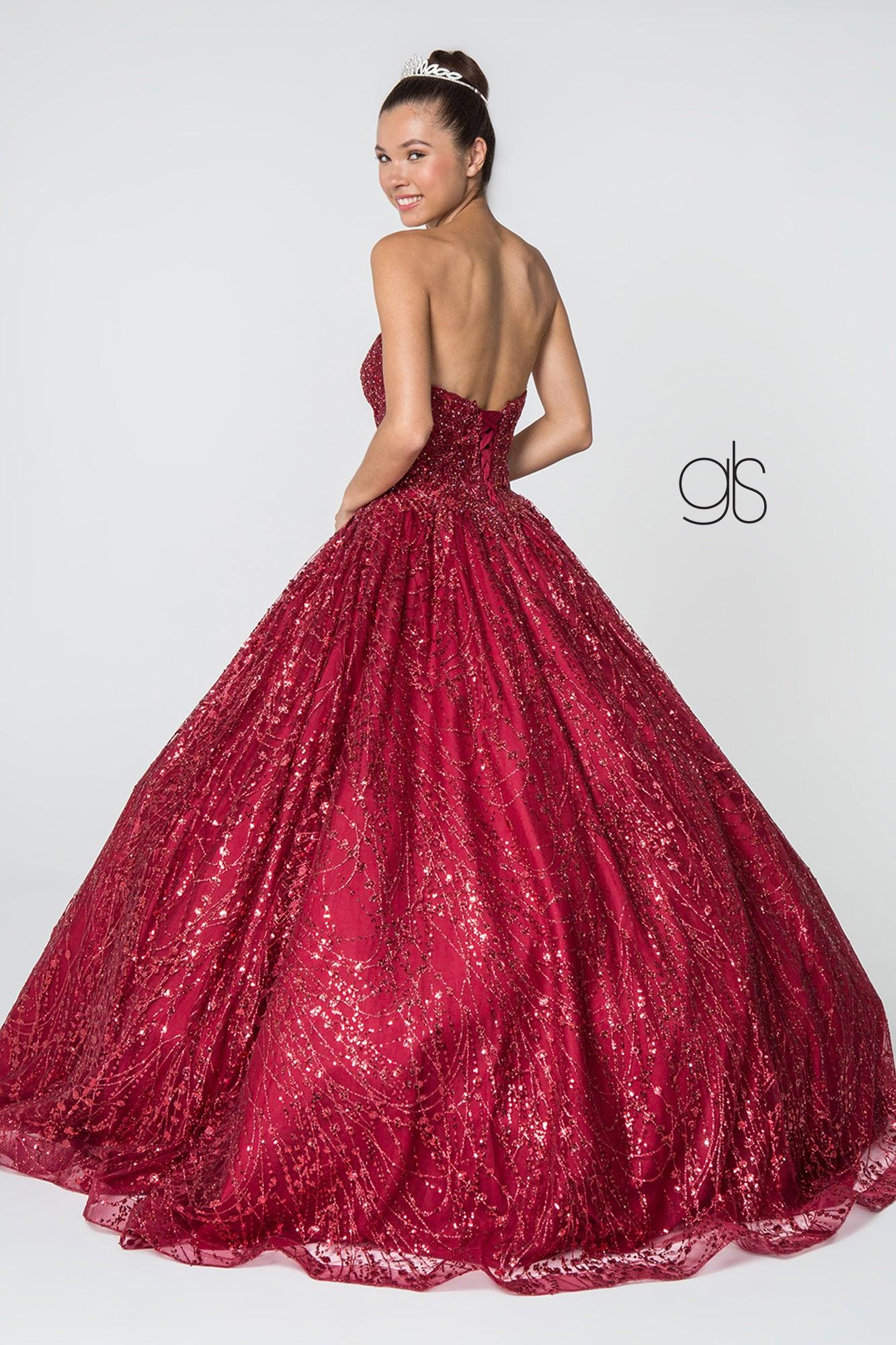 Long Strapless Ball Gown Embellished Quinceanera Dress | DressOutlet ...