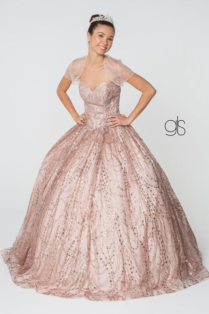 Long Strapless Ball Gown Embellished Quinceanera Dress - The Dress Outlet