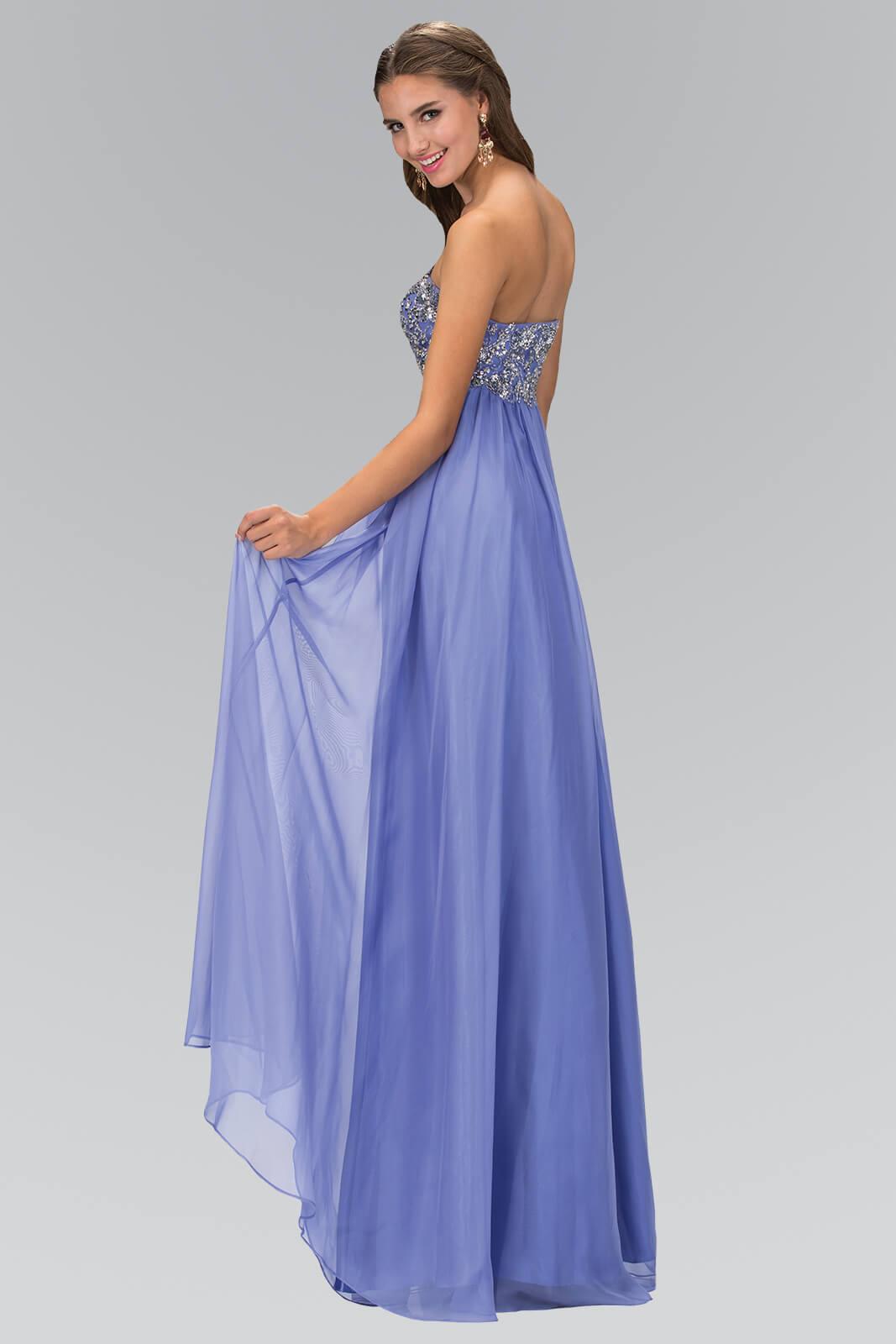 Long Strapless Chiffon Prom Formal Dress