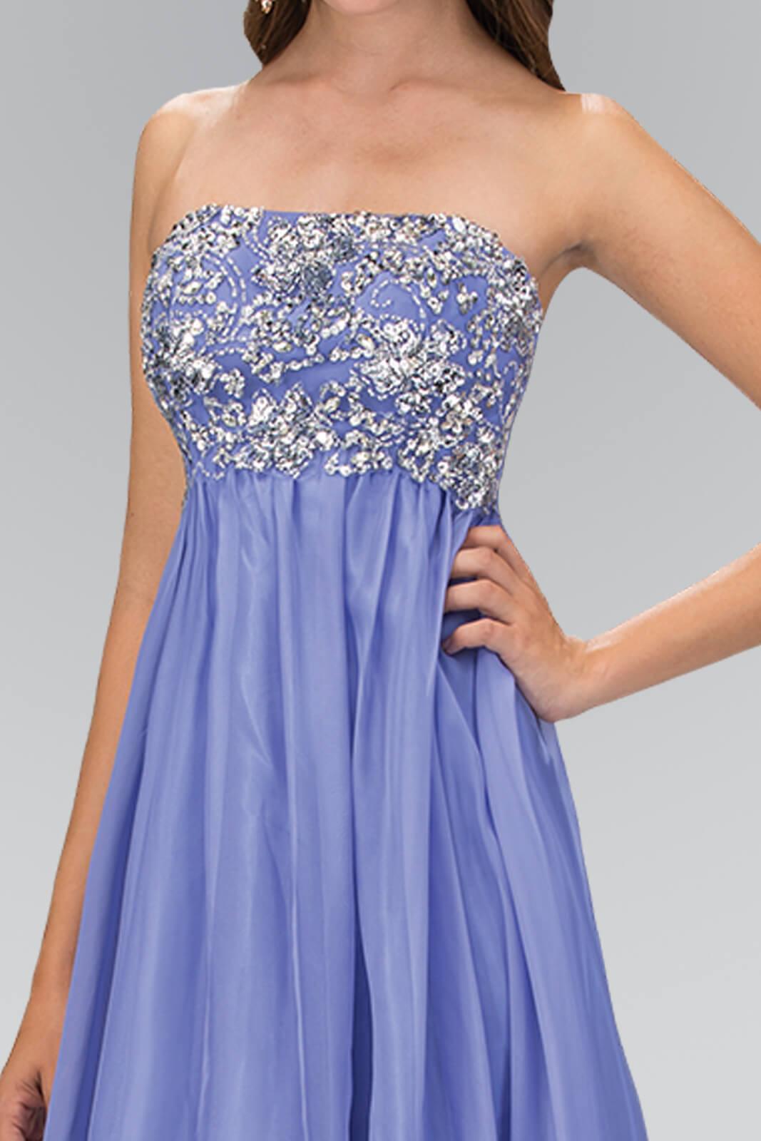 Long Strapless Chiffon Prom Formal Dress