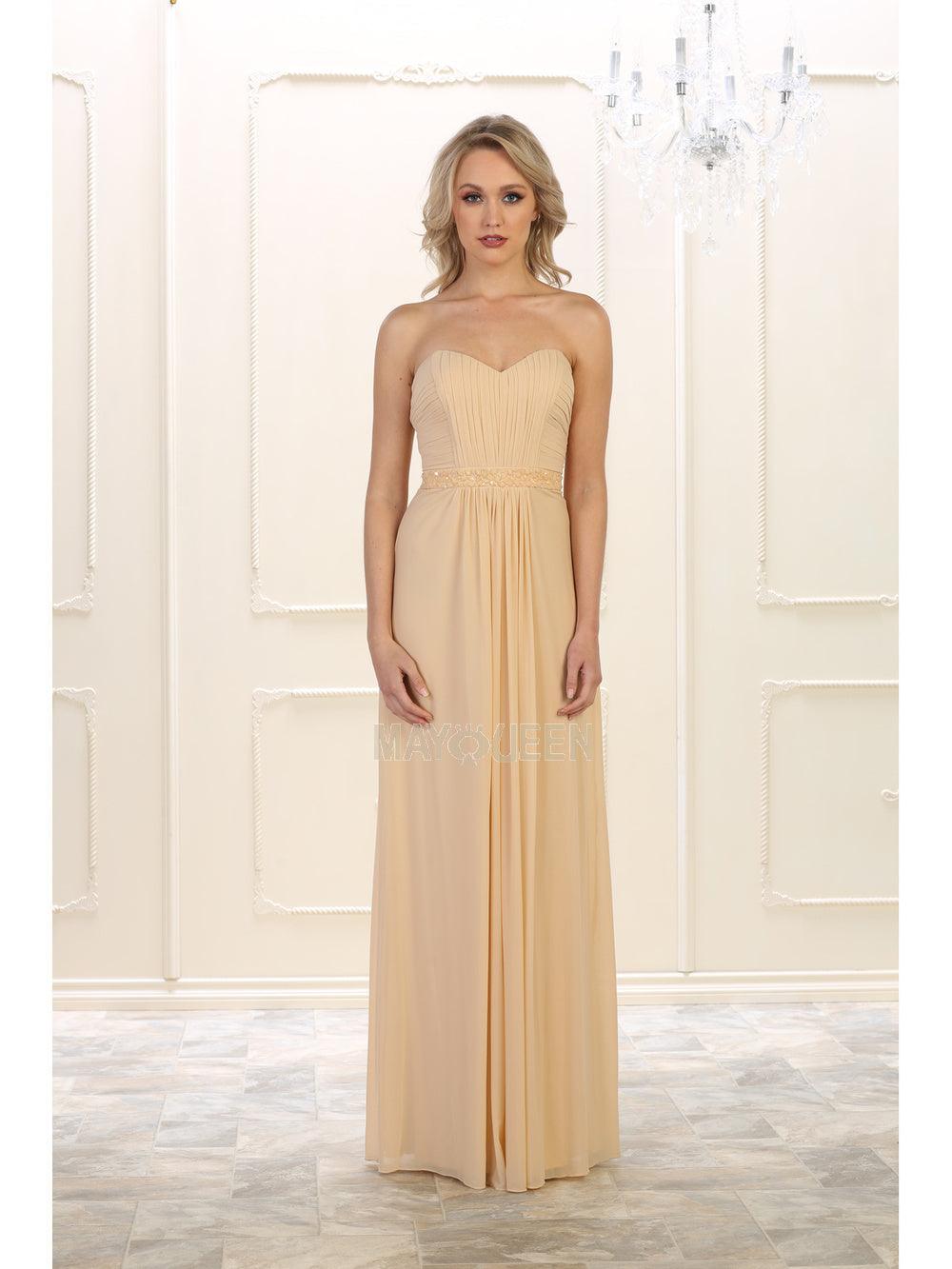 Long Strapless Formal Dress Bridesmaid - The Dress Outlet May Queen