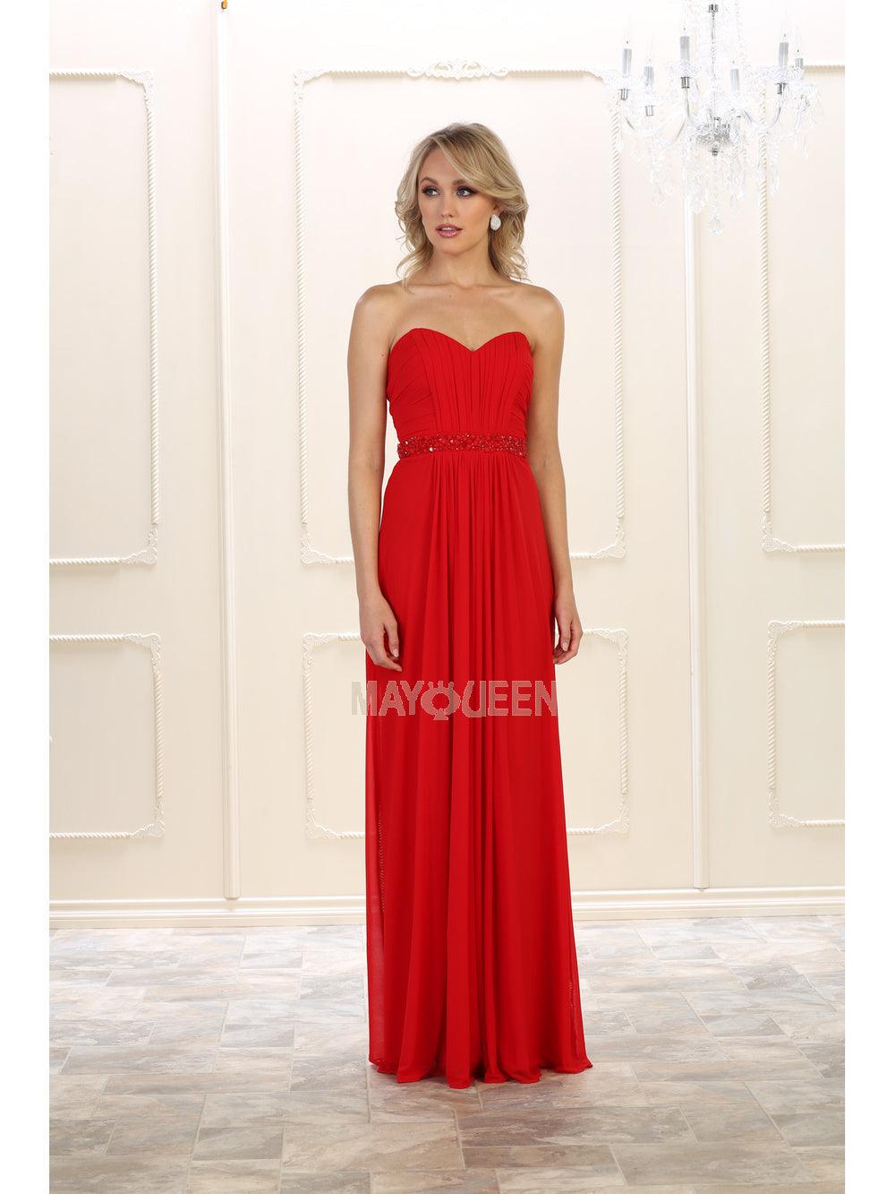 Long Strapless Formal Dress Bridesmaid - The Dress Outlet May Queen