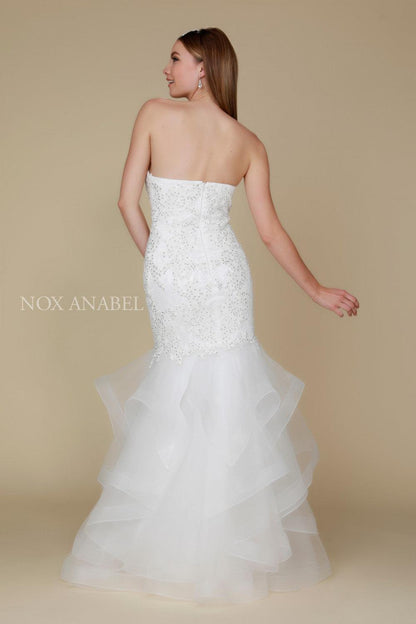 Long Strapless Formal Wedding Bridal Dress - The Dress Outlet Nox Anabel