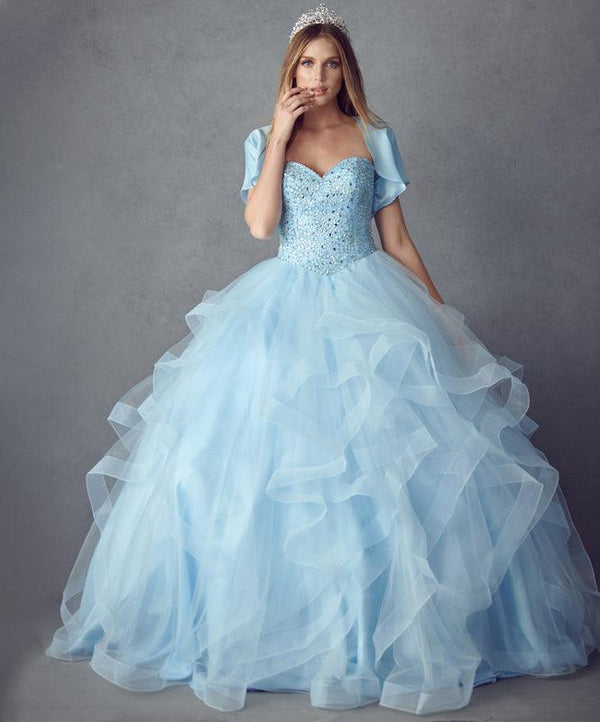 Long Strapless Quinceanera Ball Gown