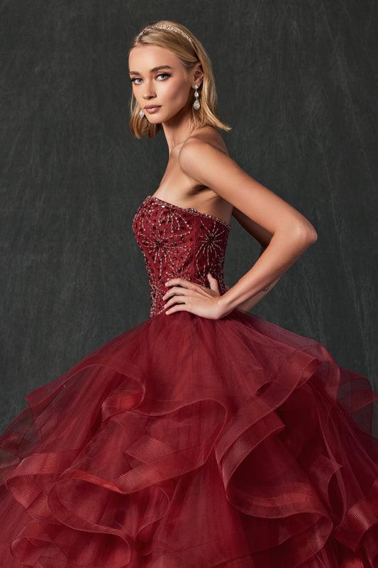 Long Strapless Quinceanera Ball Gown - The Dress Outlet