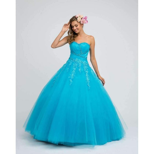 Long Strapless Quinceanera Dress Ball Gown - The Dress Outlet Juliet