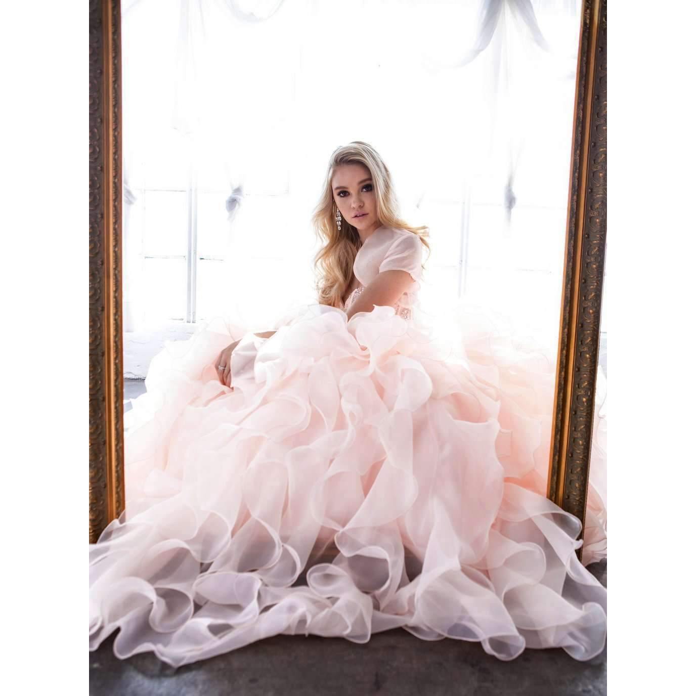 Long Strapless Quinceanera Ruffled Skirt Ball Gown - The Dress Outlet Juliet